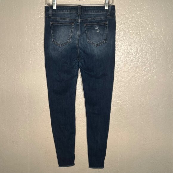 Enjean Women Size 7/28 High Rise Destructed Skinny Jeans Dark Wash Comfort - Picture 6 of 16